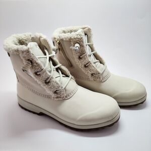 Sperry Meritime Repel Teddy Trim Women's Cream Ivory Winter Rain Boots